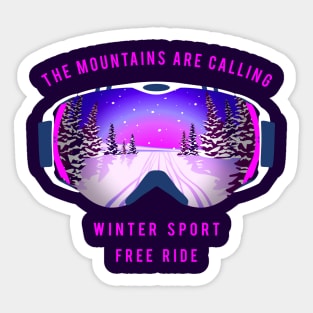 Ski goggles. The Mountains are calling Sticker